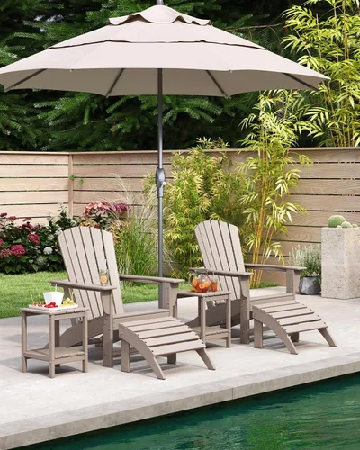 Miniatura 2 de BRIOPAWS Sillas Adirondack - Juego de 2 Veta de Madera Silla para Fogata De Gran Tamaño Plástico HDPE Resistente al Clima para Terraza