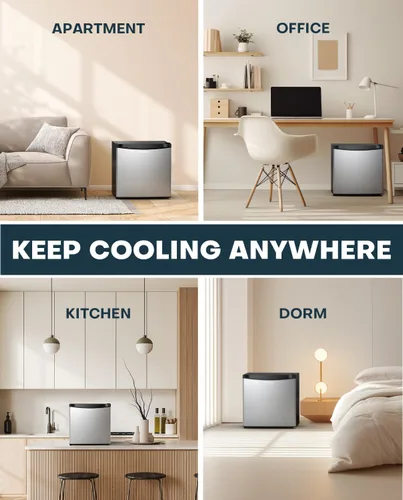Miniatura 9 de Upstreman - Mini refrigerador de 1.7 pies cúbicos con congelador, esenciales para dormitorio, termostato ajustable, ahorro de energía, bajo nivel