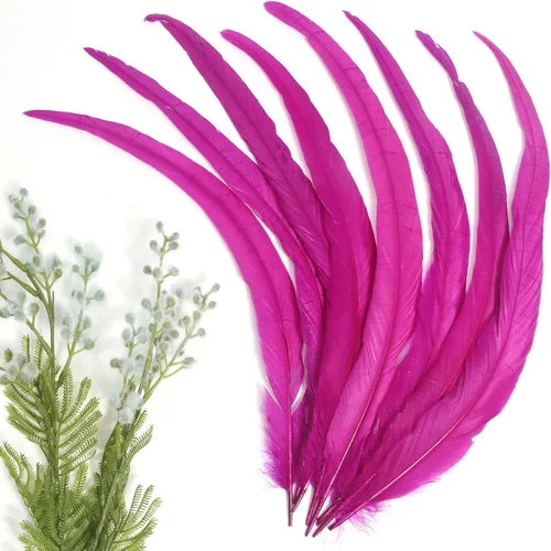 Miniatura 2 de THARAHT 50 piezas de plumas de cola de gallo, naturales, de 12 a 14 pulgadas (30-35 cm) para manualidades, bodas, atado de moscas, plumas para Rosa