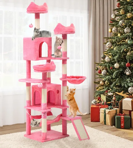 Miniatura 11 de YITAHOME - Torre de árbol para gatos de 70.8 pulgadas para gatos de interior: condominio de casa de juegos para mascotas de varios niveles, muebles
