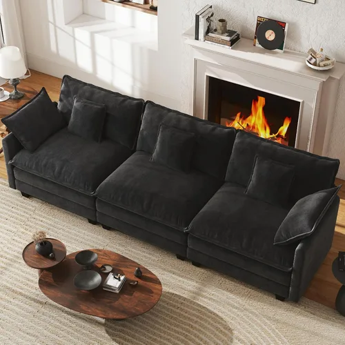 Miniatura 16 de WorthFurni Sofá Seccional Modular de 111.4", Sofá de Nube en Forma de U con 2 Otomanas Móviles, Cómodo Sofá de Chenille de Asiento Profundo