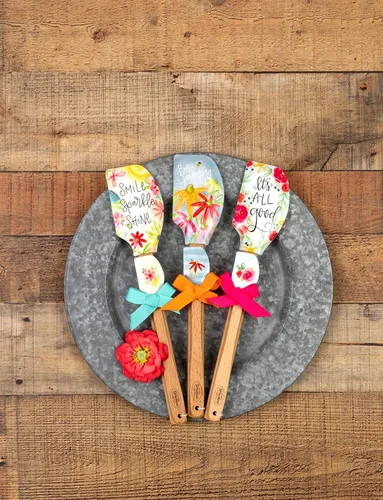 Miniatura 2 de Shannon Road Gifts Simple Inspirations Kitchen Buddies - Juego de espátulas de silicona grandes y pequeñas, 12.5 y 8.25 pulgadas, Be Happy