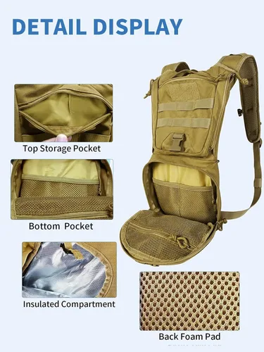 Miniatura 4 de SMONT Mochila táctica Molle de hidratación de agua para correr, ligera con vejiga de agua de 2.5 L para hombres que caminan