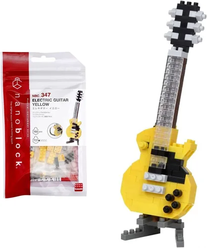 nanoblock - Instrumentos - Guitarra Eléctrica Amarilla, Kit de Construcción Serie Colección