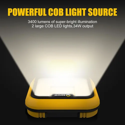 Miniatura 2 de EEFOW Luz de trabajo para batería Dewalt: lámpara portátil de 2 COB de 6400 lúmenes brillante - 64 W iluminación LED para Dewalt 18 V 20 V Max