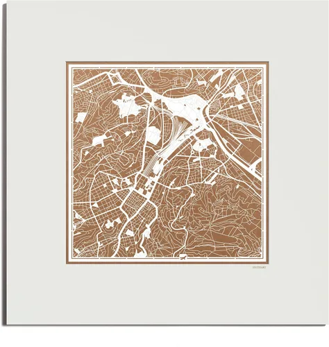 Miniatura 111 de O3 Design Studio Mapa de corte de papel Madrid negro mate de 20 x 20 pulgadas