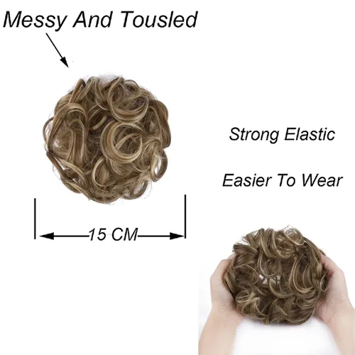 Miniatura 4 de Elaine Moño desordenado para mujer, cabello grueso y rizado, extensiones de cabello sintético ondulado, moño recogido, extensiones de cabello