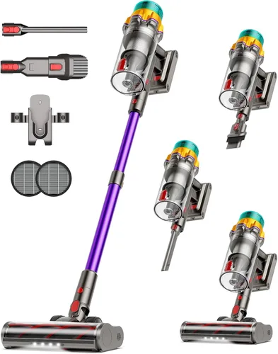 Aspiradora Inalámbrica, 50KPA 65Min Taza de Polvo XL Aspiradoras para el Hogar, Aspiradora de Palo con Cepillo Anti-Enredos, Pantalla LED,