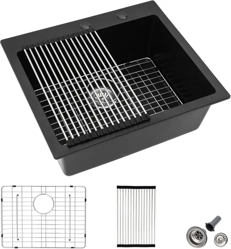 Miniatura 21 de Fregadero de preparación de barra de montaje inferior de 12 x 16 pulgadas, color negro mate, compuesto de cuarzo, clásico bajo encimera, lavabo