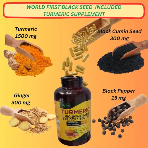 Miniatura 2 de World 1st.Aceite de cúrcuma Curcumina de jengibre y semillas negras, 240 cápsulas, 2250 mg, 95% curcuminoides, BioPerin añadido, extra fuerza