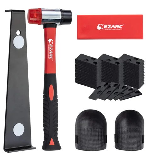 EZARC Kit de instalación de pisos de madera laminada de 64 piezas con mazo reforzado de doble cara, barra de tracción resistente, bloque de roscado,