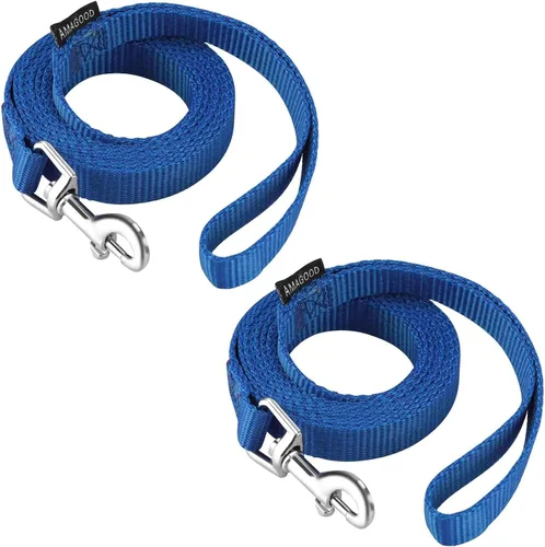 Miniatura 69 de AMAGOOD 6 pies de correas para cachorros/perros, correa de estilo tradicional resistente con gancho de cuello fácil de usar, correa para perros Negro