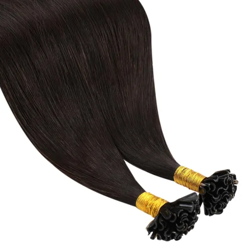 Miniatura 7 de YoungSee Extensiones de cabello humano con punta en U de color marrón oscuro, extensiones de cabello humano con queratina, extensiones de cabello