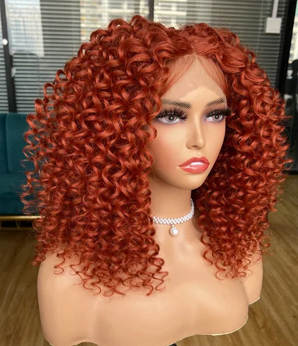 Miniatura 4 de Pelucas rizadas con encaje frontal para mujeres negras, peluca de encaje frontal corta y rizada prearrancada con abuelitos, aspecto natural, afro