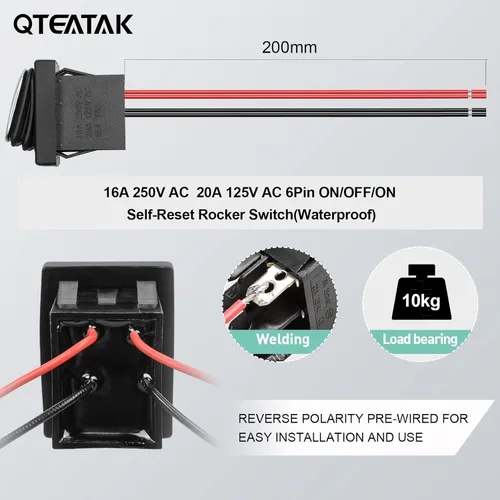 Miniatura 5 de interruptores DPST AC/DC 20A-125V, 16A-250V, 30A-24V, 35A-12V, IP66 impermeable encendido-apagado, relleno de pegamento impermeable, interruptor