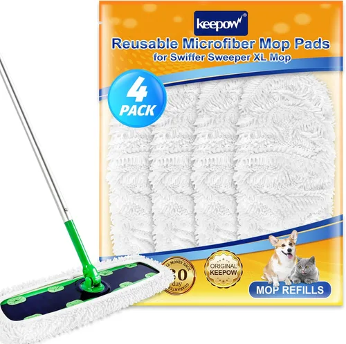 Miniatura 14 de KEEPOW Almohadillas XL reutilizables para trapeador compatibles con Swiffer XL Sweeper, paños de trapear secos extra grandes, paños de trapear