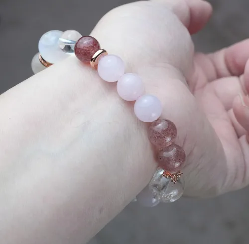 Miniatura 203 de Precious Gemstone Natural Crystal Healing Bracelet, Rutilated Quartz, Moonstone, Quartz Handmade Original Design Bracelet