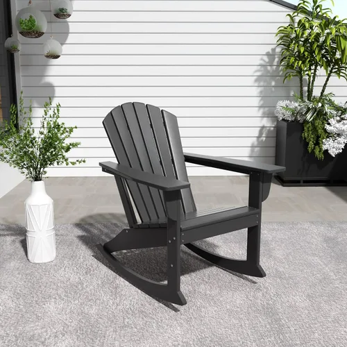 Miniatura 17 de WestinTrends Dylan - Silla mecedora Adirondack de plástico de polietileno para exteriores, color negro