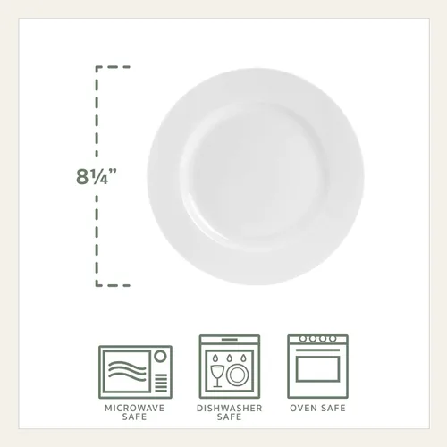 Miniatura 3 de Everyday White Juego de 4 platos de ensalada con borde clásico, 8.25 pulgadas