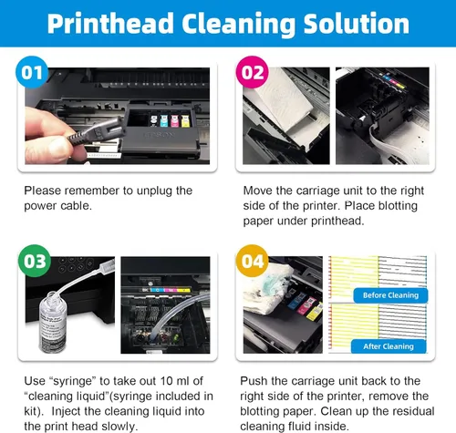 Miniatura 5 de Kit de limpieza de cabezal de impresión compatible con Brother Epson HP Canon Boquilla de inyección de tinta EcoTank Officejet Deskjet Pixma