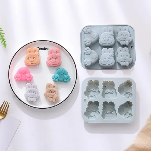 Miniatura 4 de Paquete de 2 moldes de silicona de animales lindos, 6 cavidades 3D de elefante, mariposa, mariquita, moldes para hornear pasteles, elegantes moldes