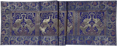 Miniatura 3 de Camino de mesa tradicional de seda rectangular decorativo, mantel de seda para centro de mesa con diseño floral ético, alfombrilla para mesa 152,4 x