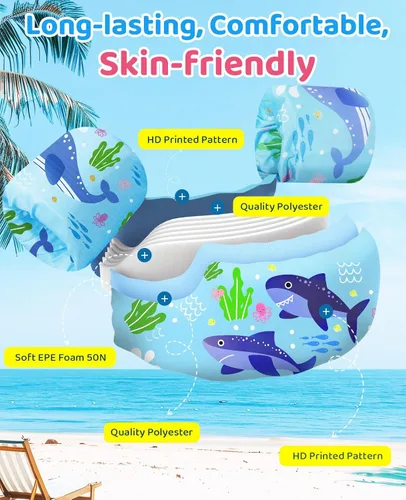 Miniatura 5 de HeySplash Chaleco de Natación para Niños, Flotadores de Piscina para Niños Pequeños, Chaleco de Natación para Niños con Correa Ajustable, Chaqueta R