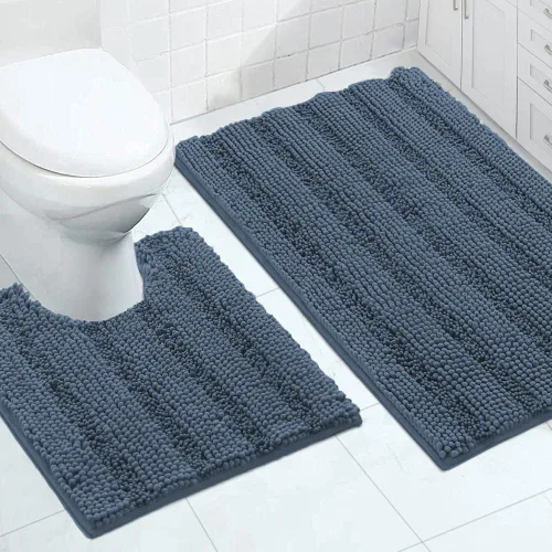 Miniatura 105 de Turquoize Alfombras de Baño de Chenilla Peludas Alfombra de Baño Antideslizante Gruesas Alfombras Peludas para Baño Chenilla Juego de Alfombra