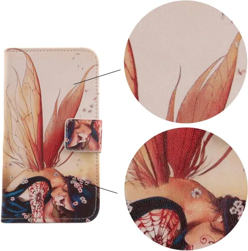 Miniatura 4 de Patrón de diseño de cartera Flip PU Funda de cuero de protección de la piel TPU Carcasa de silicona para Xiaomi Poco M4 Pro 5G 6.6 "(Wing Girl)