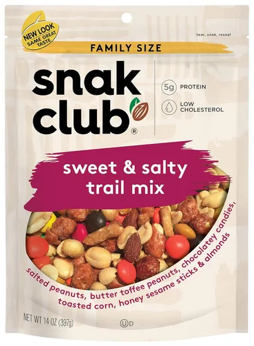 Miniatura 9 de Snak Club Mezcla de frutos secos dulces y salados con cacahuetes, cacahuetes de caramelo de mantequilla, caramelos de chocolate, maíz tostado