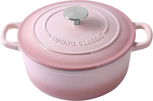 EDGING CASTING Horno holandés cubierto de hierro fundido esmaltado de 5.5 cuartos de galón con doble asa, hornos holandeses con tapa para hornear