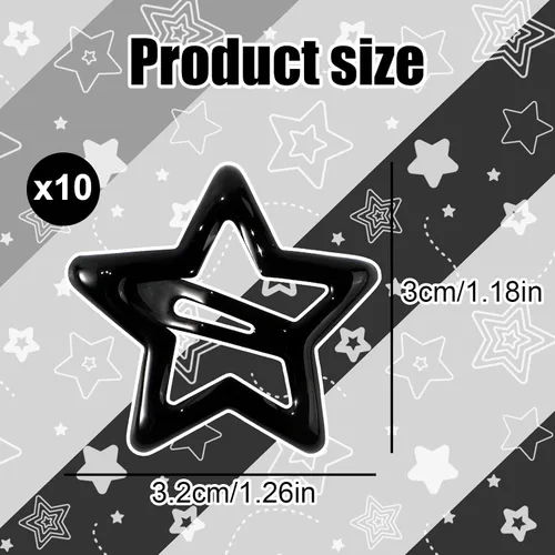 Miniatura 7 de 10 pinzas para el cabello de estrella para niñas, bonitos pasadores de metal con purpurina, accesorios antideslizantes para rave, clip de pelo Y2K