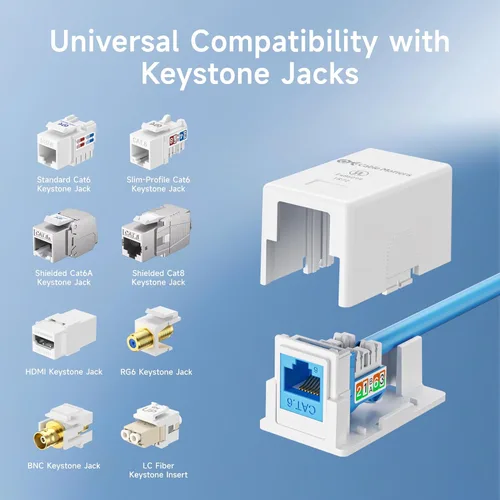 Miniatura 4 de Cable Matters Caja de montaje en superficie con conector Keystone de 1 puerto con certificación UL, color blanco