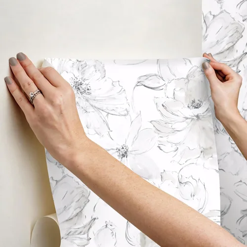 Miniatura 6 de York Wallcoverings PSW1530RL - Papel tapiz para despegar y pegar, color gris floral Dreams, color beige