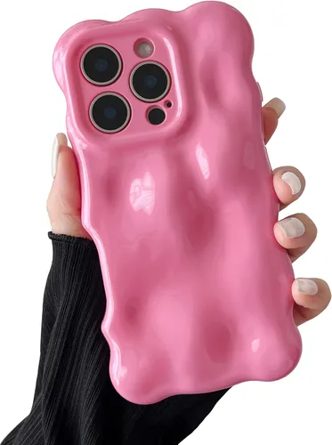 Miniatura 12 de XIZYO Funda para iPhone 13 de 6.1 pulgadas, bonito patrón de ondas, estético, 3D, rizado, ondulado, chapado en purpurina, para mujeres y niñas, Azul