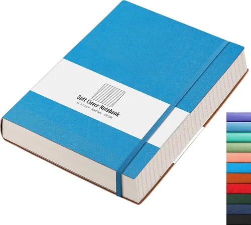 Miniatura 12 de AHGXG Cuaderno rayado – 320 páginas numeradas grande B5 grueso diario universitario rayado, papel rayado grueso de 100gsm, tapa blanda de piel Azul