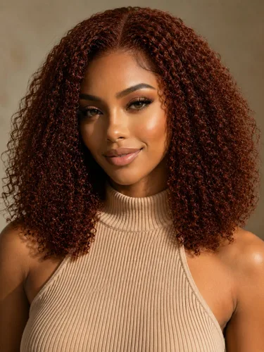 Miniatura 17 de KLAIYI Bye Bye Slip™ - Pelucas de cabello humano con encaje frontal 7x5, color marrón castaño degradado, rizado, sin pegamento, precortadas de 7 x