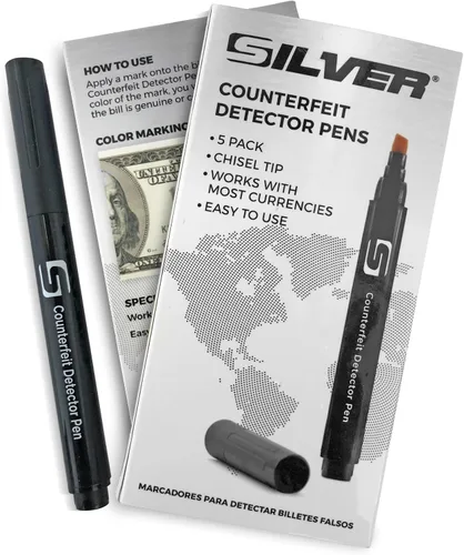 Miniatura 2 de (5 bolígrafos falsificados) Detector de billetes falsificados con punta de cincel, verificador de dinero, bolígrafo detector detecta facturas