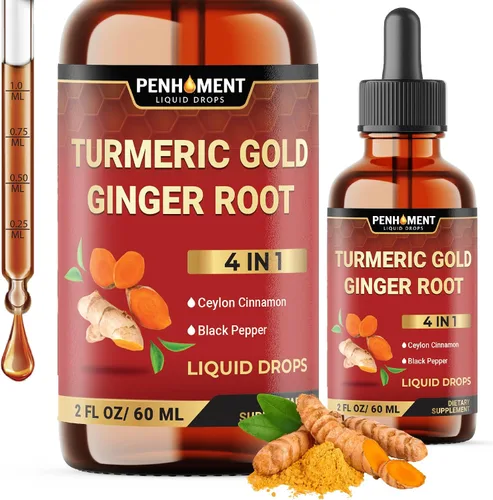 Miniatura 10 de Curcumina líquida de cúrcuma 6 en 1 con jengibre, berberina, canela de Ceilán, melón amargo, pimienta negra, extracto de gotas para apoyo articular