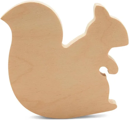 Recorte de madera de ardilla gruesa para manualidades de 4 pulgadas, paquete de 2, manualidades de animales de madera para decoración de bandejas