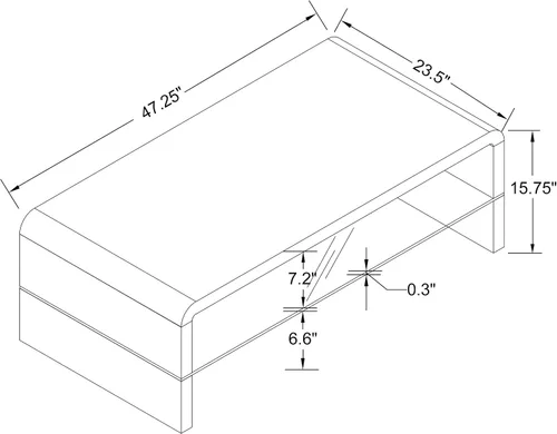 Miniatura 3 de Coaster Home Furnishings - Airell - Madera de ingeniería - Mesa de centro rectangular con estante de cristal y bordes de cascada - Sala de estar