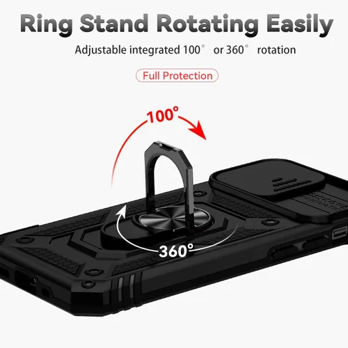 Miniatura 5 de Funda para iPhone 13, con cubierta para lente de cámara, protector de pantalla HD, [grado militar] anillo de montaje en coche con soporte híbrido