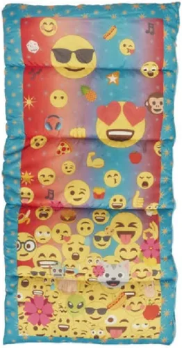 Saco de dormir de 45 grados para niños de 28 x 56 pulgadas (parche emoji)
