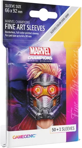Gamegenic Marvel Champions The Card Game - Juego de cartas oficial Star-Lord Fine Art, paquete de 50 fundas artísticas y 1 funda transparente para