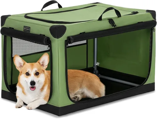 Miniatura 32 de PETSFIT Jaula portátil suave de 26 pulgadas para perros – Marco resistente en espiral patentado, perrera plegable para perros pequeños, 3 puertas