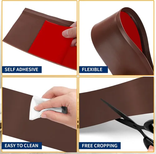 Miniatura 3 de Moldura Flexible para Zócalo de 4 Pulgadas Base de Pared de Vinilo Autoadhesiva Despegar y Pegar Base Cove de Goma Moldura de Zócalo de Pared