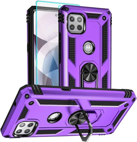 Miniatura 8 de Funda para teléfono Motorola One 5G Ace, Moto One 5G Ace con protector de pantalla HD, [grado militar de 16 pies probada en caídas], anillo
