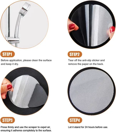 Miniatura 4 de Secopad 24 PCS Calcomanías Originales Antideslizantes para Bañera, Seguridad para Bañeras y Duchas, Bandas Antideslizantes Adhesivas, Raspador