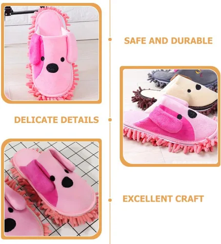 Miniatura 3 de FOMIYES 1 par de pantuflas limpiador de piso, trapeador de dibujos animados, zapatos para limpieza de piso, zapatos de mopa, zapatos de mopa húmeda