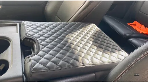 Miniatura 6 de Cubierta de consola central Sinvanho para Ford F150 F250 F350 F450 F550 2015-2025 con asiento de salto 40/20/40, cubierta protectora de reposabrazos